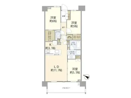 シティハウス中野テラス(3LDK/3階)の間取り写真