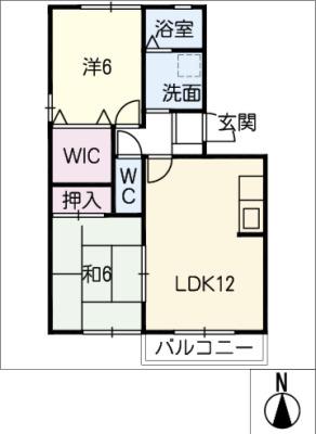 ウエストアベニューB(2LDK/3階)の間取り写真