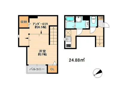 BEQUEM EINS(1K/2階)の間取り写真