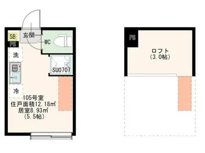 ハーモニーテラス桜台VIII(ワンルーム/1階)の間取り写真