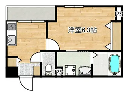 THE ウエストWAY(1K/1階)の間取り写真