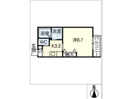 グラン ワイズ(1K/2階)の間取り写真