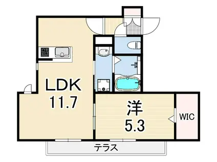 AUBERGE御影(1LDK/1階)の間取り写真
