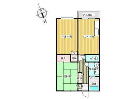 カーサ戸井(2LDK/2階)の間取り写真