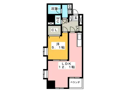 LAUREL COURT田町(1LDK/3階)の間取り写真