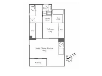 ANQI代々木公園前(1LDK/2階)の間取り写真