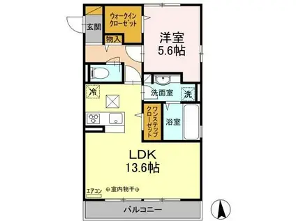 サニーコートIV(1LDK/1階)の間取り写真