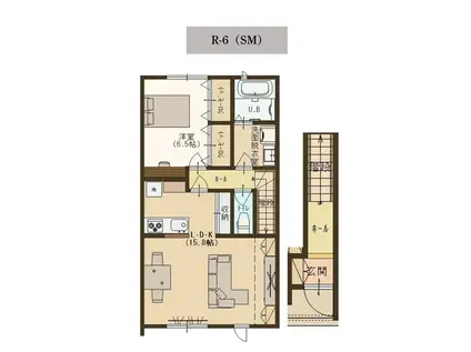 ユーソニアン妙高・渋江A(1LDK/1階)の間取り写真