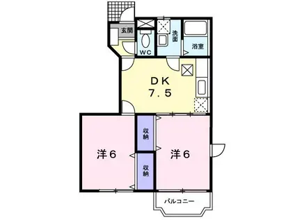 フォレストヒルズA(2DK/1階)の間取り写真