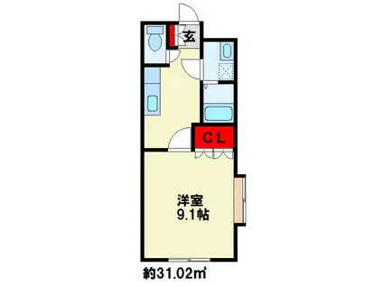 サンライズノア(1K/1階)の間取り写真