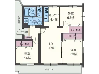 プラテリア(3LDK/3階)の間取り写真