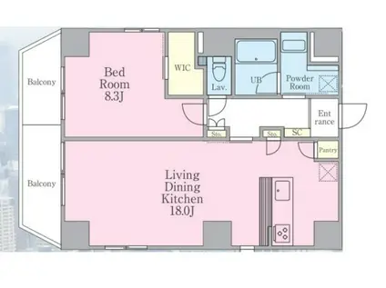 MANOA白金高輪(1LDK/8階)の間取り写真