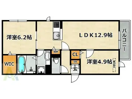 ブリランテ三川口(2LDK/1階)の間取り写真