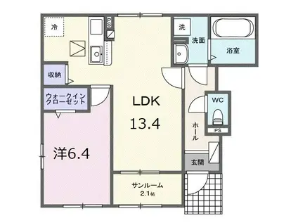 ソフィア ヌール(1LDK/1階)の間取り写真