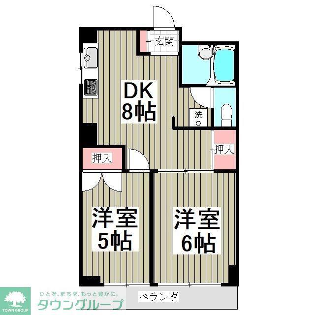ローヤルマンション熊谷(2DK/5階)の間取り写真