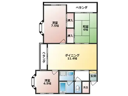 ソレール安東(3LDK/2階)の間取り写真