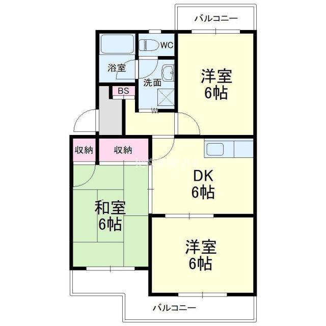 マンションロイヤルアイリス(3DK/5階)の間取り写真