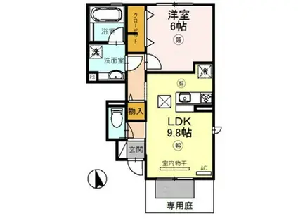 シャトン A棟(1LDK/1階)の間取り写真