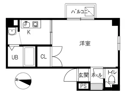 パークサイド(1K/1階)の間取り写真