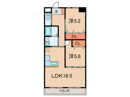 クリーンハイツ安井3(2LDK/1階)の間取り写真