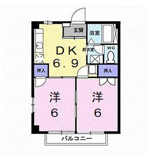 アーバンハイツB(2DK/1階)の間取り写真