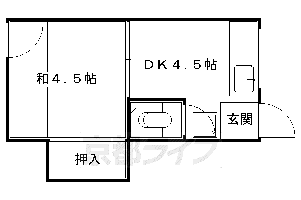 岡田アパート(ワンルーム/2階)の間取り写真
