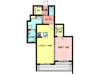 グリナージュ岸町II(1LDK/1階)の間取り写真