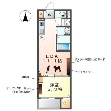 ウエストウイングV(1LDK/3階)の間取り写真