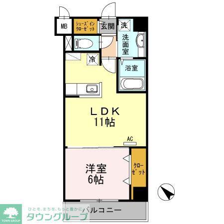 オーチャードK(1LDK/1階)の間取り写真