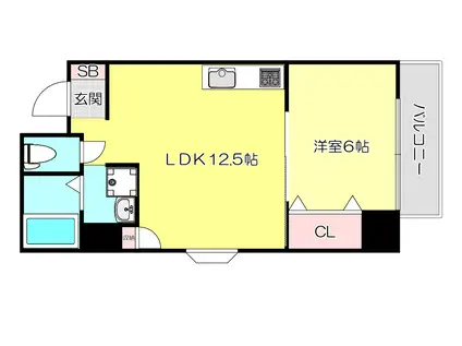 マンション彩景(1LDK/2階)の間取り写真