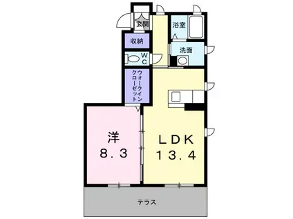 グランマスト高松中央A棟(1LDK/1階)の間取り写真