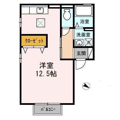 パセオ本宮(ワンルーム/1階)の間取り写真