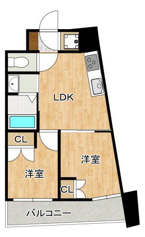 CLUB ORIENT NO.103(2DK/14階)の間取り写真