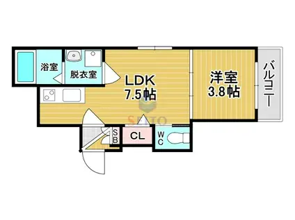 LIERRE(1DK/2階)の間取り写真