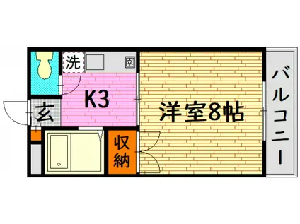 東子ハイツB(1K/4階)の間取り写真