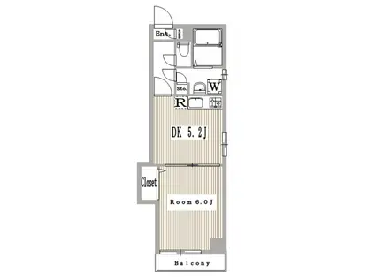 ピースフル北上野(1DK/4階)の間取り写真