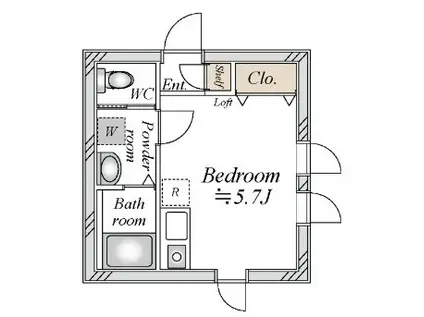 ソフィアアーク(ワンルーム/1階)の間取り写真
