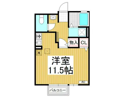 クレアール(ワンルーム/2階)の間取り写真