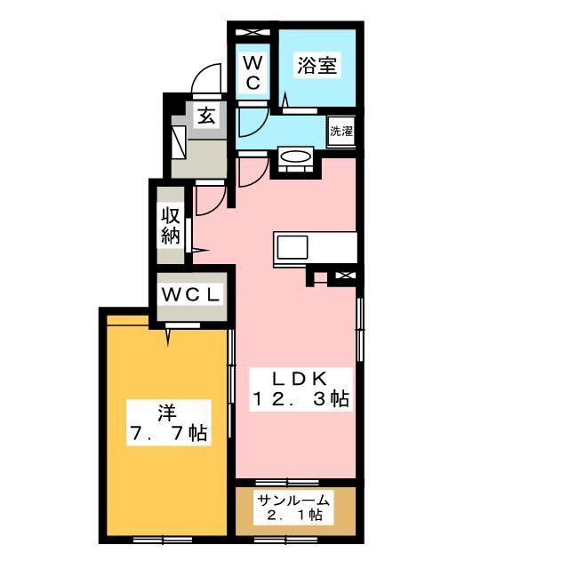 アトリオ(1LDK/1階)の間取り写真