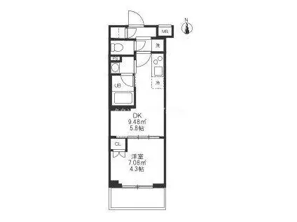 ハーモニーレジデンス蒲田アートヴィラ(1DK/2階)の間取り写真
