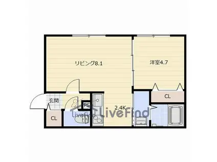 SNOW PARK(1LDK/2階)の間取り写真