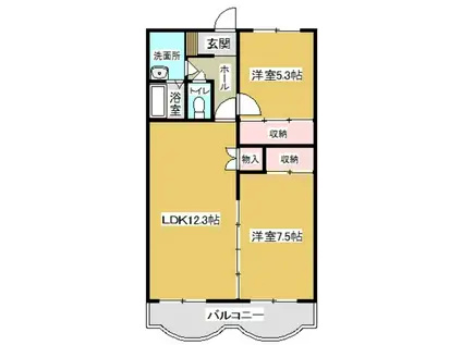 セリーンハイツイケダ第2(2LDK/3階)の間取り写真
