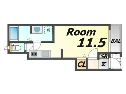 エッセンティア谷上(1K/1階)の間取り写真