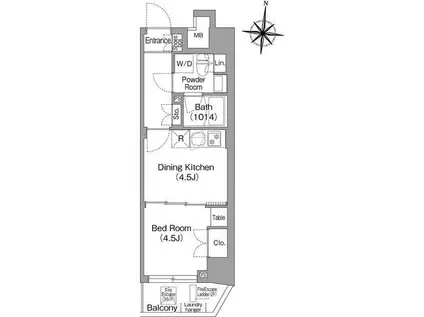 コンフォリア・リヴ木場イーストⅡ(1DK/3階)の間取り写真