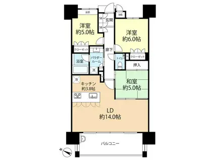 MJR六本松 203号(3LDK/2階)の間取り写真