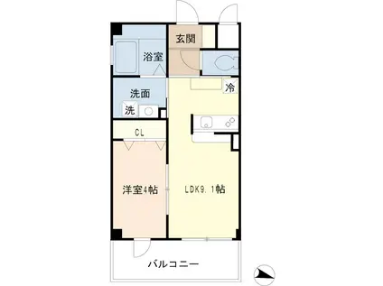 グローリア輝(1LDK/3階)の間取り写真