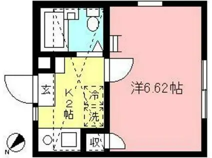 ヒルズアゼリアウエストIII(1K/2階)の間取り写真