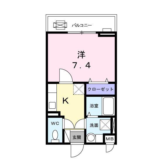 ティープラント朝日(1K/2階)の間取り写真