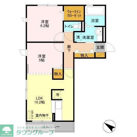 エスペランサ(2LDK/2階)の間取り写真