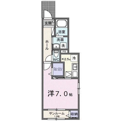 カーサ 健(1K/1階)の間取り写真